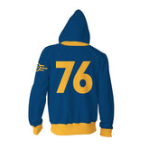 Fallout Vault 76 Dweller Adult Cosplay Printed Hoodie Hooded Sweatshirt Men Women Casual Zip Up Hoodie